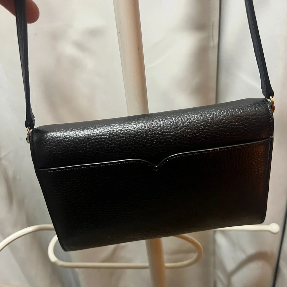 Kate Spade New York Black Pebbled Leather Wallet on Chain Crossbody